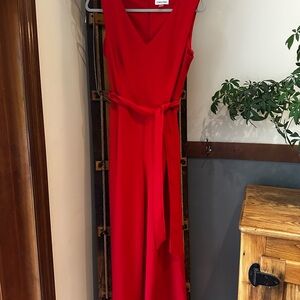 Calvin Klein Red Sleeveless Wrap Maxi Dress